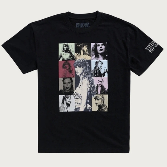 Taylor Swift Black Short Sleeve Tee with Vintage Prints - Picture 1 of 6